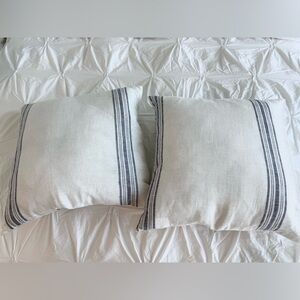 Striped White and Blue Throw Pillows, 100% linen, made in Portugal